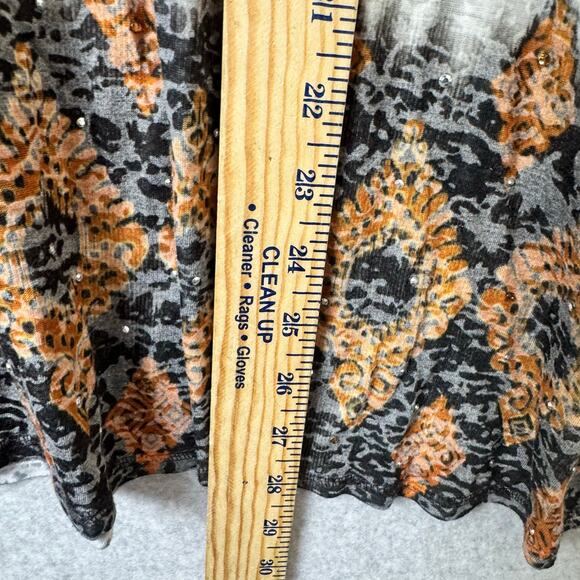 New Directions Curvy Studded Burn Out Top Women’s Plus Size 2X Black Brown y2k - Picture 8 of 9